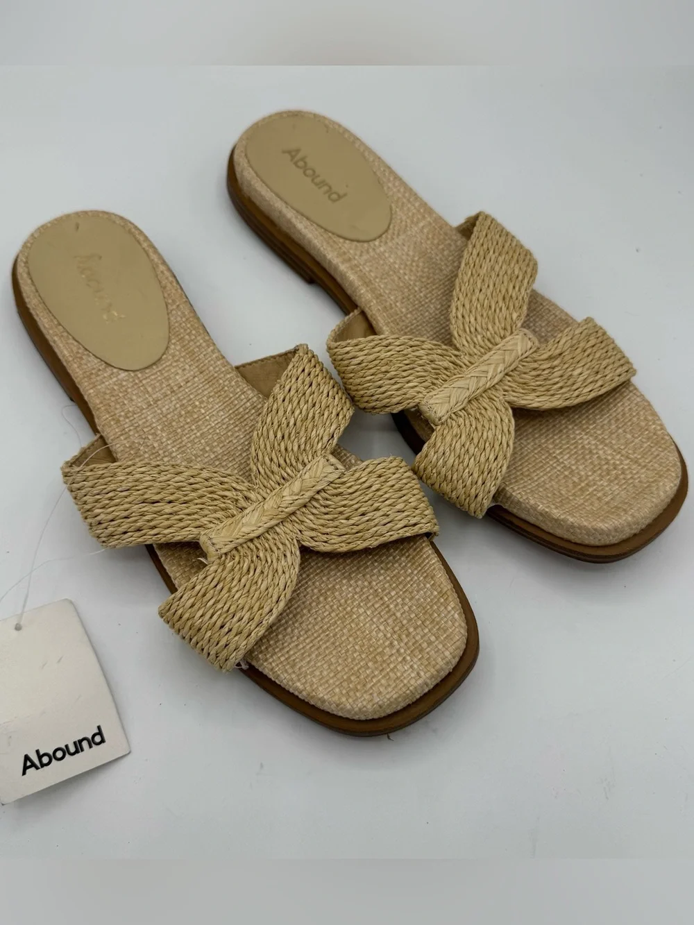 Abound Giada Womens Slide Sandals Size 9.5 Natural Braided Raffia designer like